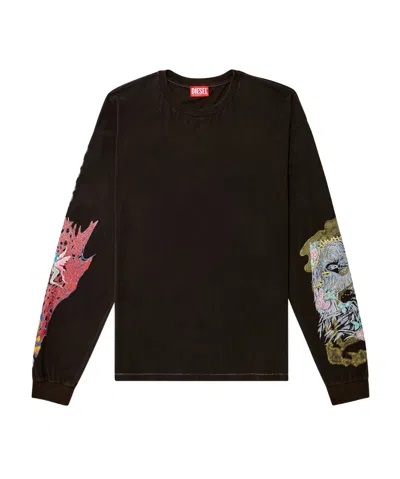 Diesel Long-sleeved T-shirt In Deep Black