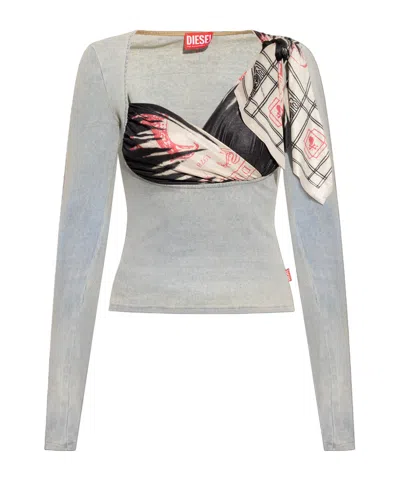 Diesel Long-sleeved T-shirt In Gray