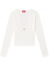Diesel Long-sleeved Top With Deep V-neckline And Knot Detail