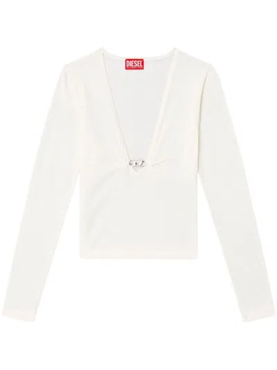 DIESEL LONG-SLEEVED TOP WITH DEEP V-NECKLINE AND KNOT DETAIL