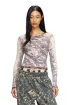 Diesel Long Sleeved Top With Glitch Camo Print In Multicolor