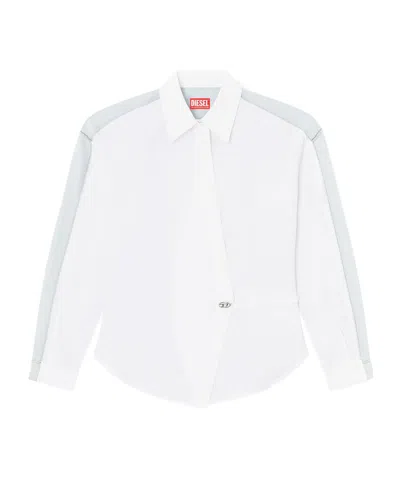 Diesel Long-sleeved Wrap Shirt In White