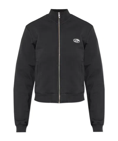 Diesel Long-sleeved Zip-up Sweatshirt In Black