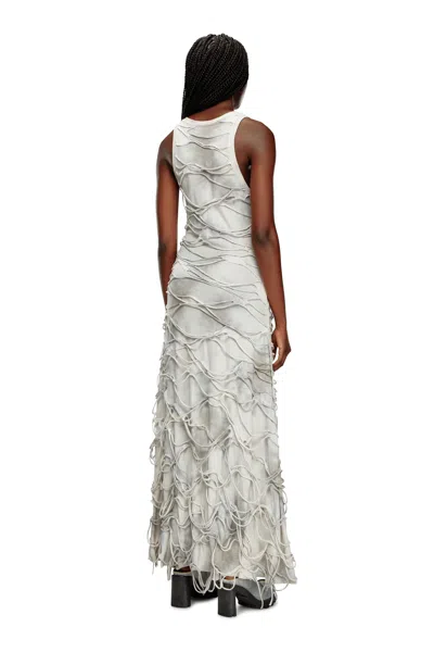 Diesel Long Tank Dress With Floating Strands In White