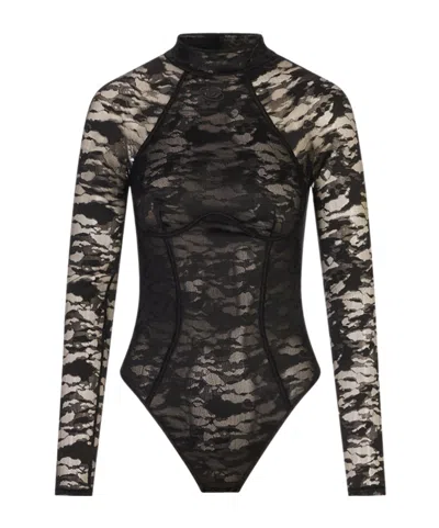Diesel Long-sleeve Bodysuit In Black