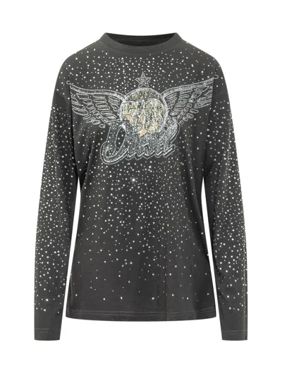 Diesel Long-sleeve Crewneck Sweater In Gray
