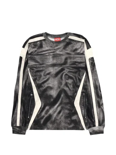 Diesel Long Sleeve Graphic T-shirt For Men In Black