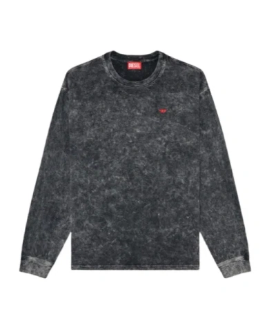 Diesel Long Sleeve Top With Treated Effect In Gray