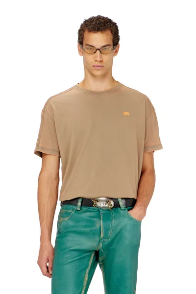 Diesel Long-sleeve T-shirt In Burnout Jersey In Brown