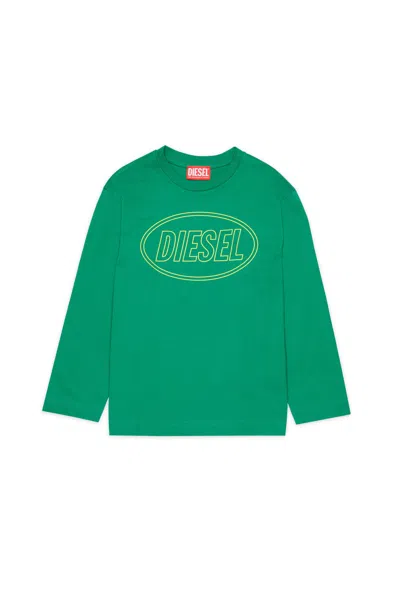 Diesel Kids' Long-sleeve T-shirt With Logo In Green