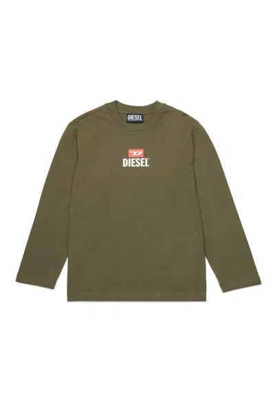 Diesel Long-sleeve T-shirt With Logo In Green
