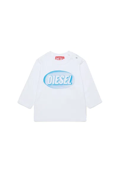 Diesel Kids' Long-sleeve T-shirt With Logo In White