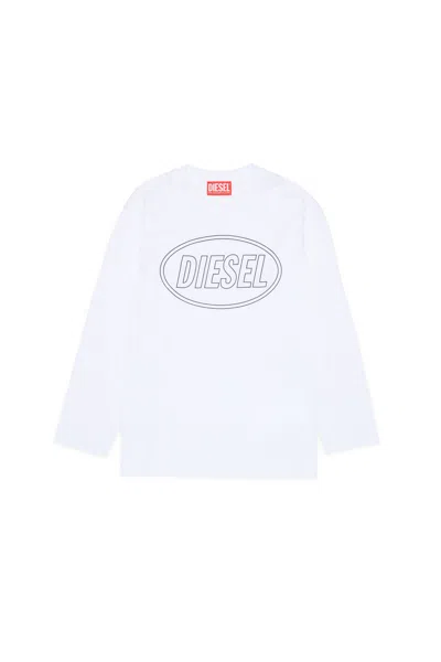 Diesel Kids' Long-sleeve T-shirt With Logo In White