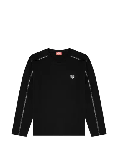 Diesel Long-sleeve T-shirt With Tonal Trims In Black