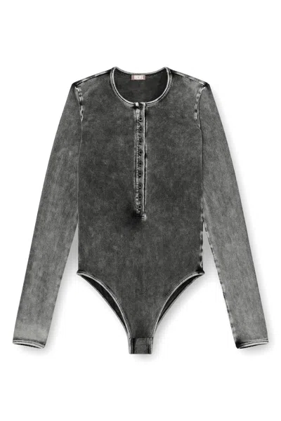 Diesel Long-sleeved Bodysuit With Washable Effect - Size S In Gray