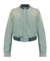 Diesel Bomber-shirt In Fluid Dirt-effect Denim In Green