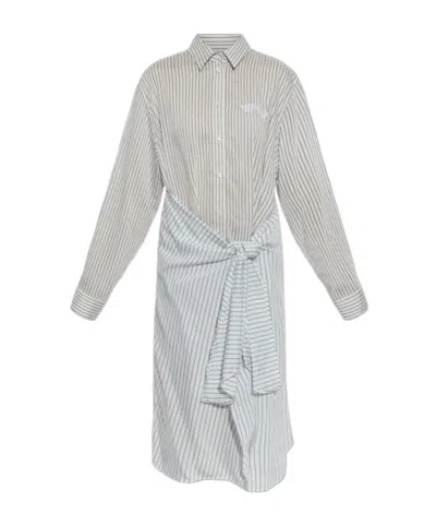 Diesel Striped Tie-front Dress In Blue