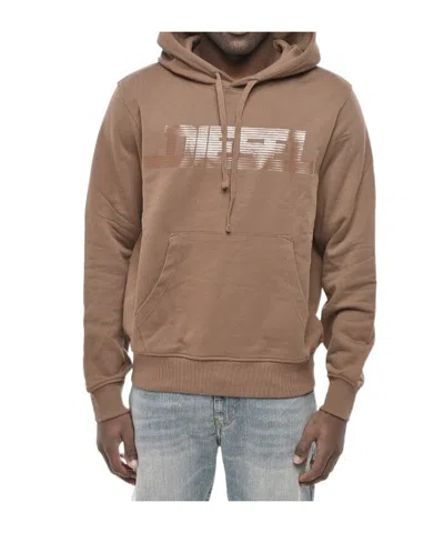 Diesel Long-sleeved Hooded Sweatshirt In Brown
