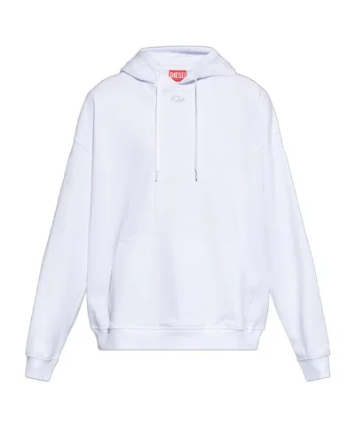 Diesel Long-sleeved Hooded Sweatshirt In White