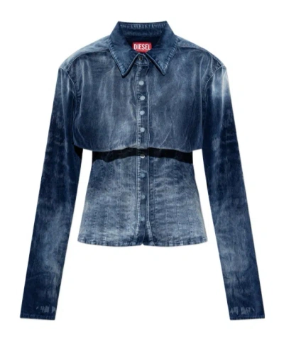 Diesel Long-sleeved Shirt In Blue