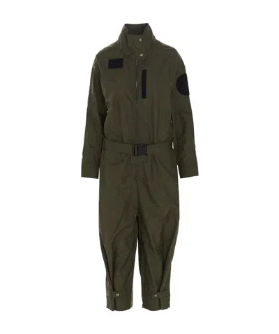 Diesel Long-sleeved Zip-up Jumpsuit In Green