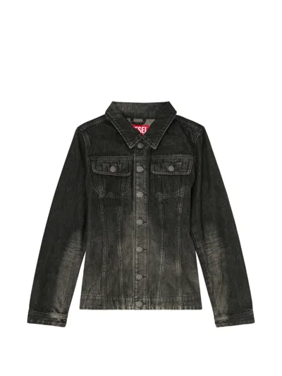 Diesel Long-sleeved Denim Jacket In Black
