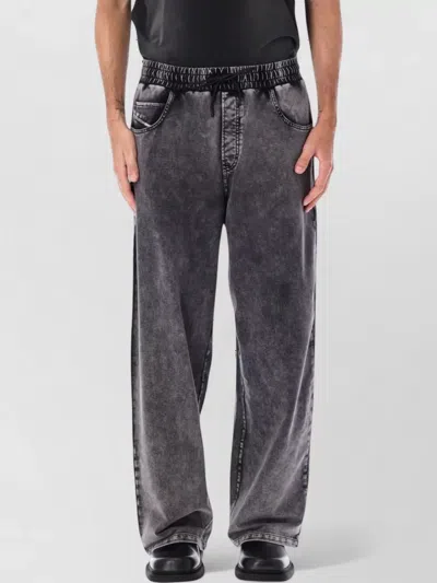 Diesel Washed Black Relaxed Drawstring Sweatpants In Gray