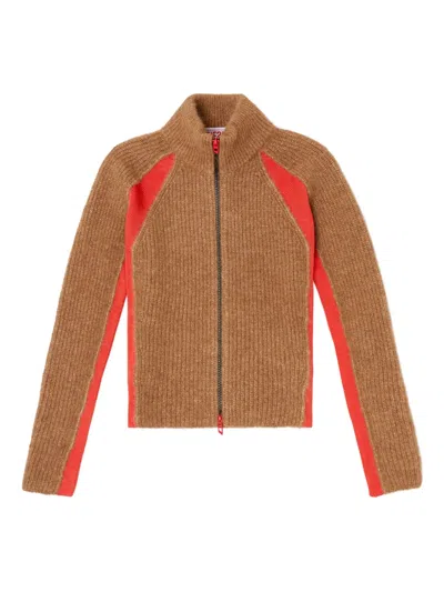 Diesel Louise Zip-front Cardigan In Brown