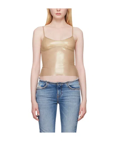 Diesel Low Round Neck Elastic Mesh Sling In Brown