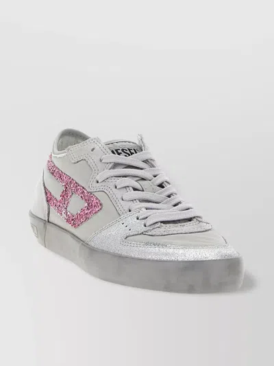 DIESEL LOW-TOP GLITTER RUBBER SOLE SNEAKERS