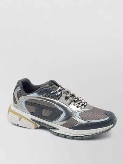 Diesel Low Top Sneakers Mesh Panels Metallic Overlays Rubber Sole In Multi