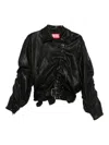 Diesel Belted Jacket In Boiled Leather In Black