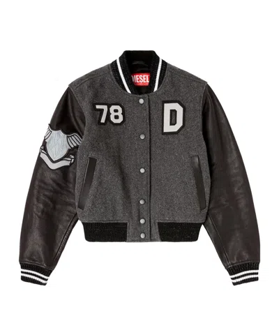 Diesel L-real-cp Phoenix-embroidered Jacket In Gray
