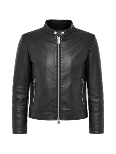 Diesel L-suza-r Leather Jacket In Black