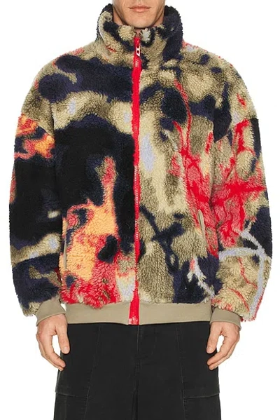 Diesel Teddy-fleece Jacket With Graffiti Motif In Multi