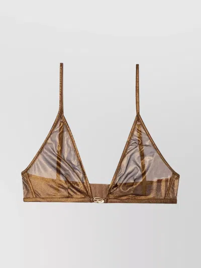 Diesel Luna-gft Triangle Cup Sheer Lingerie In Oro