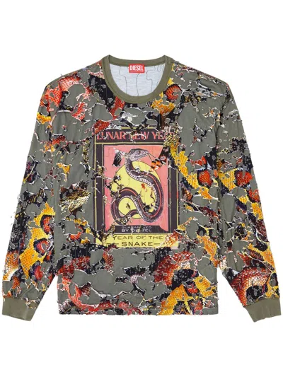 Diesel Lunar New Year Of The Snake T-shirt In Green