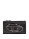 Diesel Flat Card Holder In Nappa Leather In Black