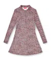 Diesel Textured All-over Print Long Sleeve Dress In Pink