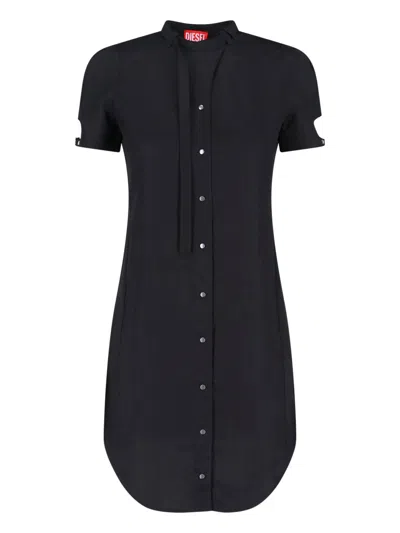 Diesel Lyocell Dress With Sleek Draping In Black