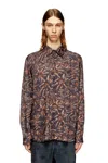 Diesel Lyocell Shirt With All-over Print In Brown