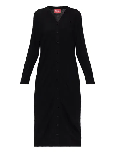 Diesel M-alinesa Button Logo Cardi-coat In Black