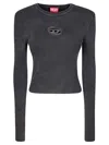 Diesel M-anchor-a Cropped Denim Sweatshirt With Cut-out Detail In Black