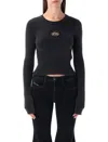 Diesel M-anchor-a Cropped Denim Sweatshirt With Cut-out Detail In Black