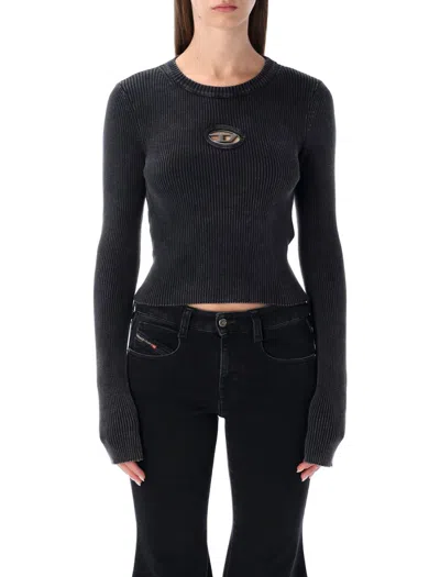 DIESEL DIESEL M-ANCHOR-A BLACK RIBBED LONG-SLEEVE TOP