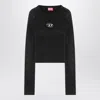 Diesel M-anchor-a Cropped Denim Sweatshirt With Cut-out Detail In Black