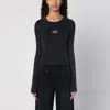 Diesel M-anchor-a Cropped Denim Sweatshirt With Cut-out Detail In Black