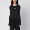 Diesel M-anchor-a Cropped Denim Sweatshirt With Cut-out Detail In Black