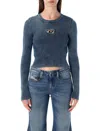Diesel M-anchor-a Blue Ribbed Long-sleeve Top In Blue