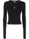 Diesel M-anchor-a Cropped Denim Sweatshirt With Cut-out Detail In Black